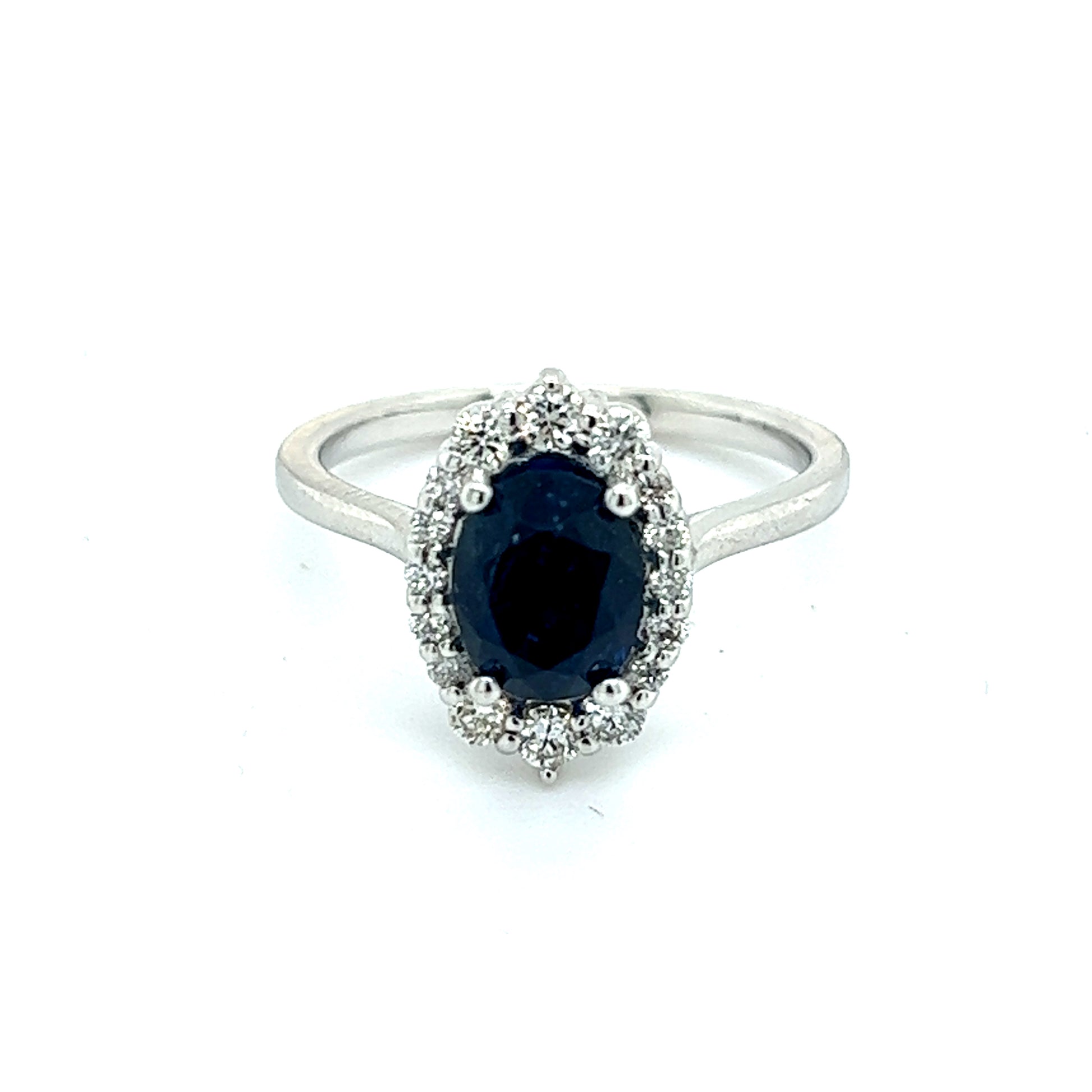 Natural Sapphire Diamond Ring Size 6.5 14k W Gold 2.29 TCW Certified $2,850 216681