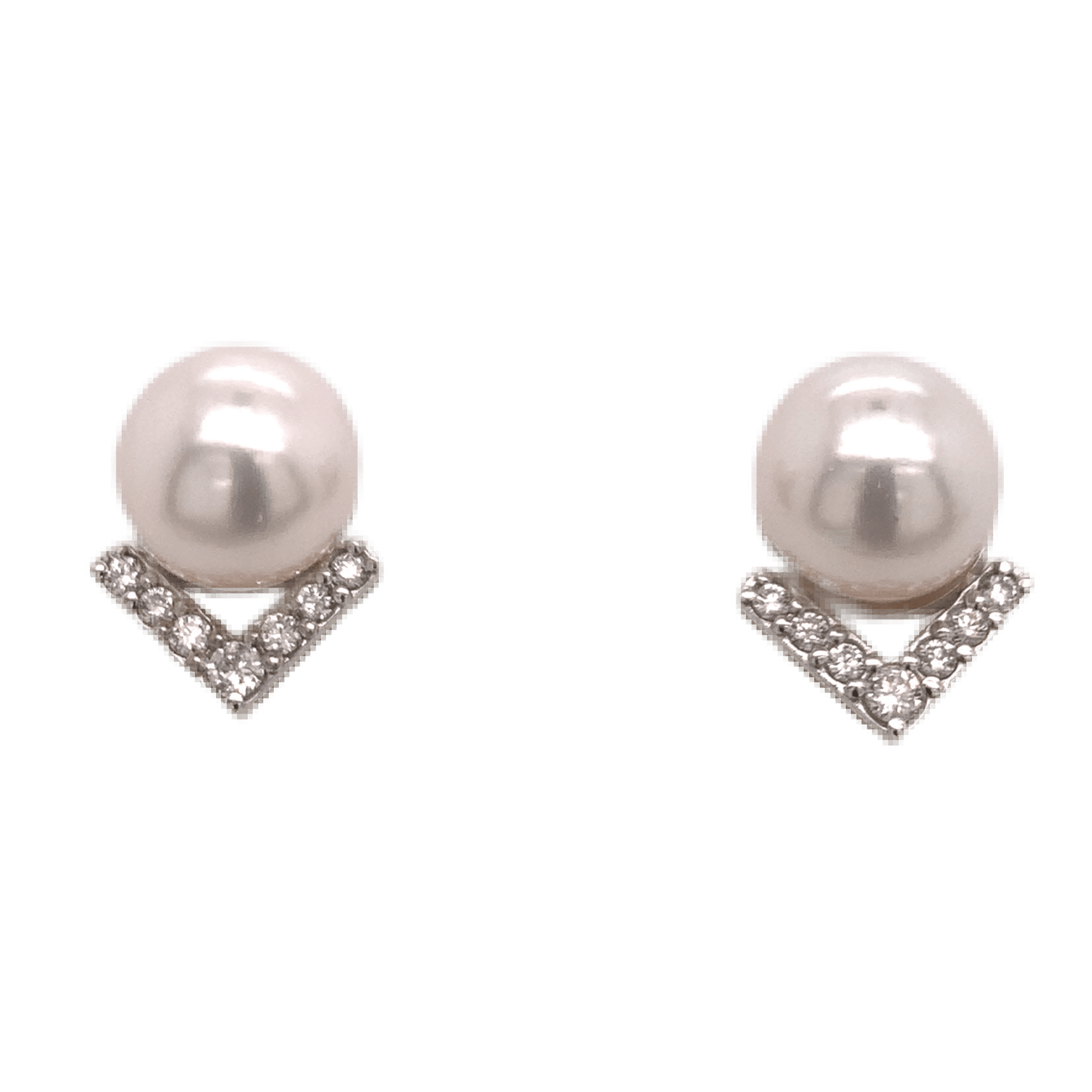 Akoya Pearl Diamond Earrings 14k Gold 9.5 mm 0.45 CTW Certified $3,975 111899 - Certified Estate Jewelry