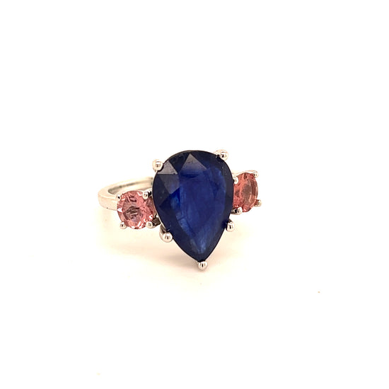 Natural Sapphire Diamond Ring 7 14k W Gold 6.16 TCW Certified $3,490 219223
