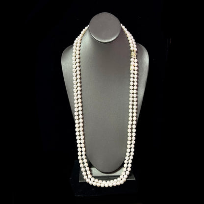 Akoya Pearl Diamond Necklace 36" 14k Y Gold 9 mm Certified $15,950 221273 - Certified Fine Jewelry