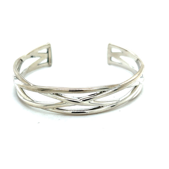 Tiffany & Co Estate Celtic Knot Cuff Italy Bracelet 7.5" Medium 11 mm Silver TIF363
