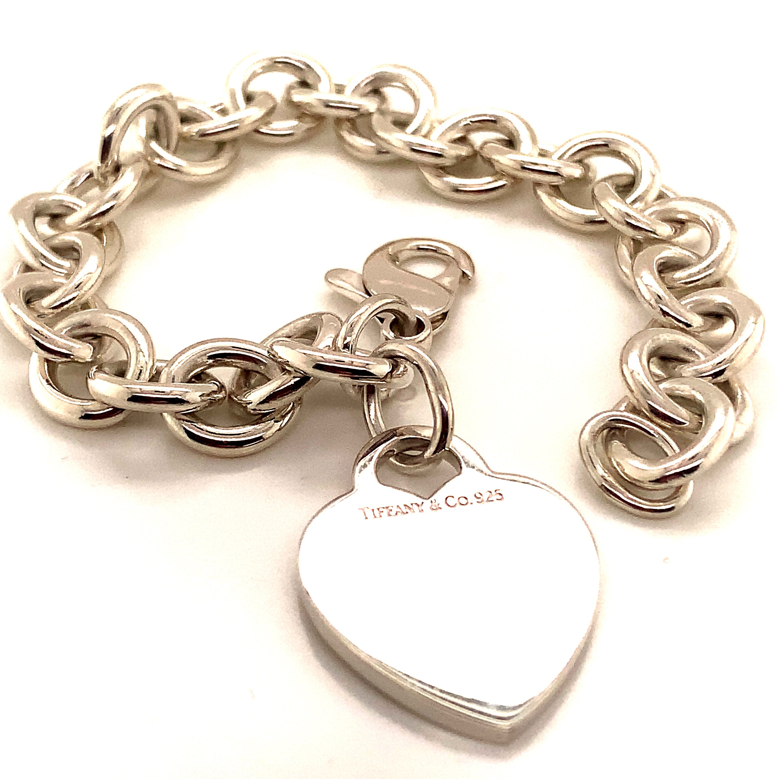 Tiffany & Co Estate Heart Charm Bracelet Sterling Silver 7.5