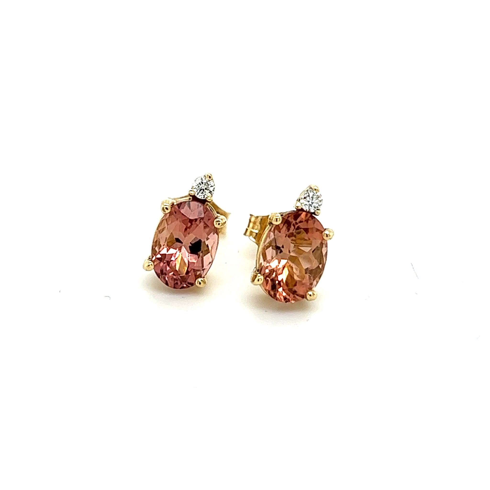 Natural Tourmaline Diamond Stud Earrings 14k Y Gold 1.76 TCW Certified $1,690 121431