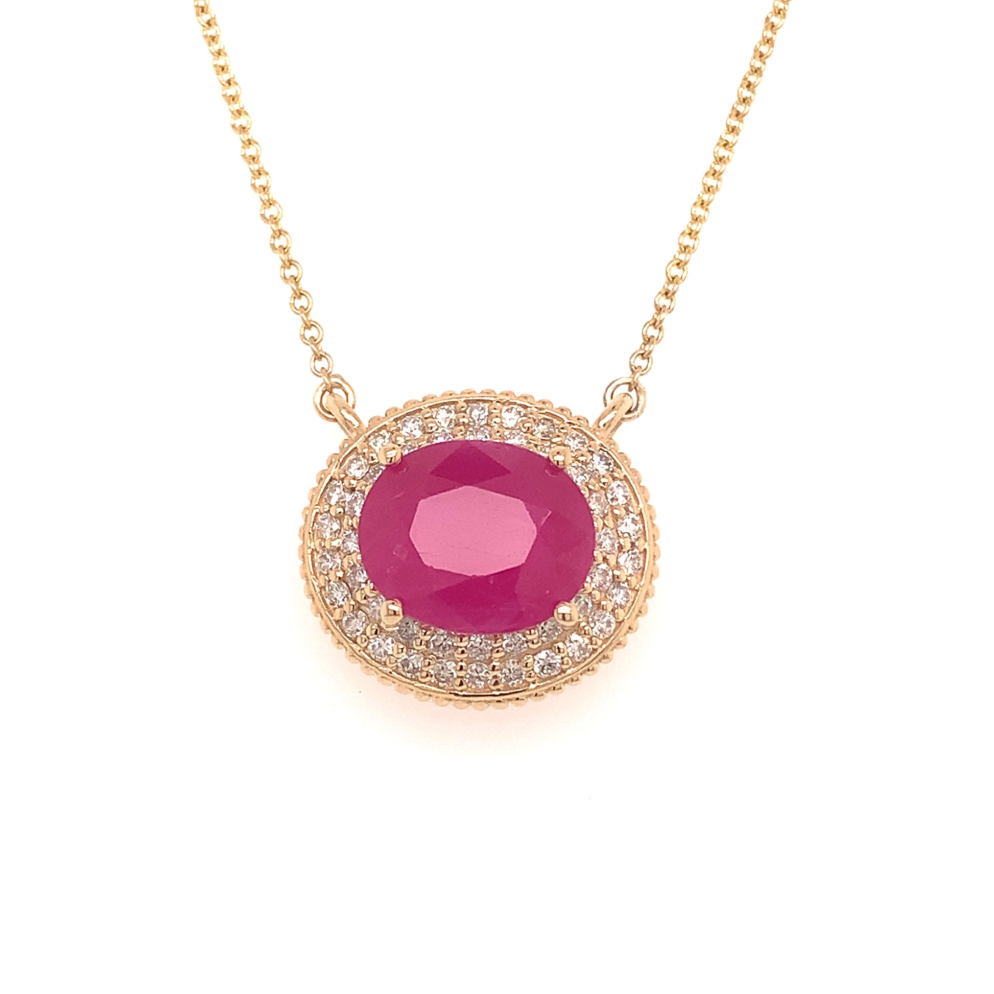 Ruby Diamond Necklace 14k Gold 18" 5.06 TCW Certified $5,975 121097