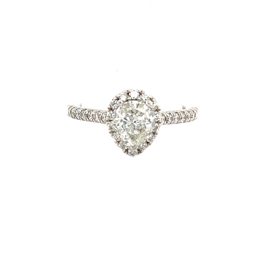 Pear Shaped Diamond Engagement Ring 14k Gold 1.19 TCW Certified $6,090 121438 - Certified Fine Jewelry