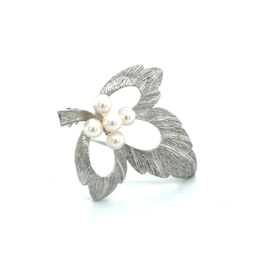 Mikimoto Estate Akoya Pearl Brooch Pin Sterling Silver 5 mm M288