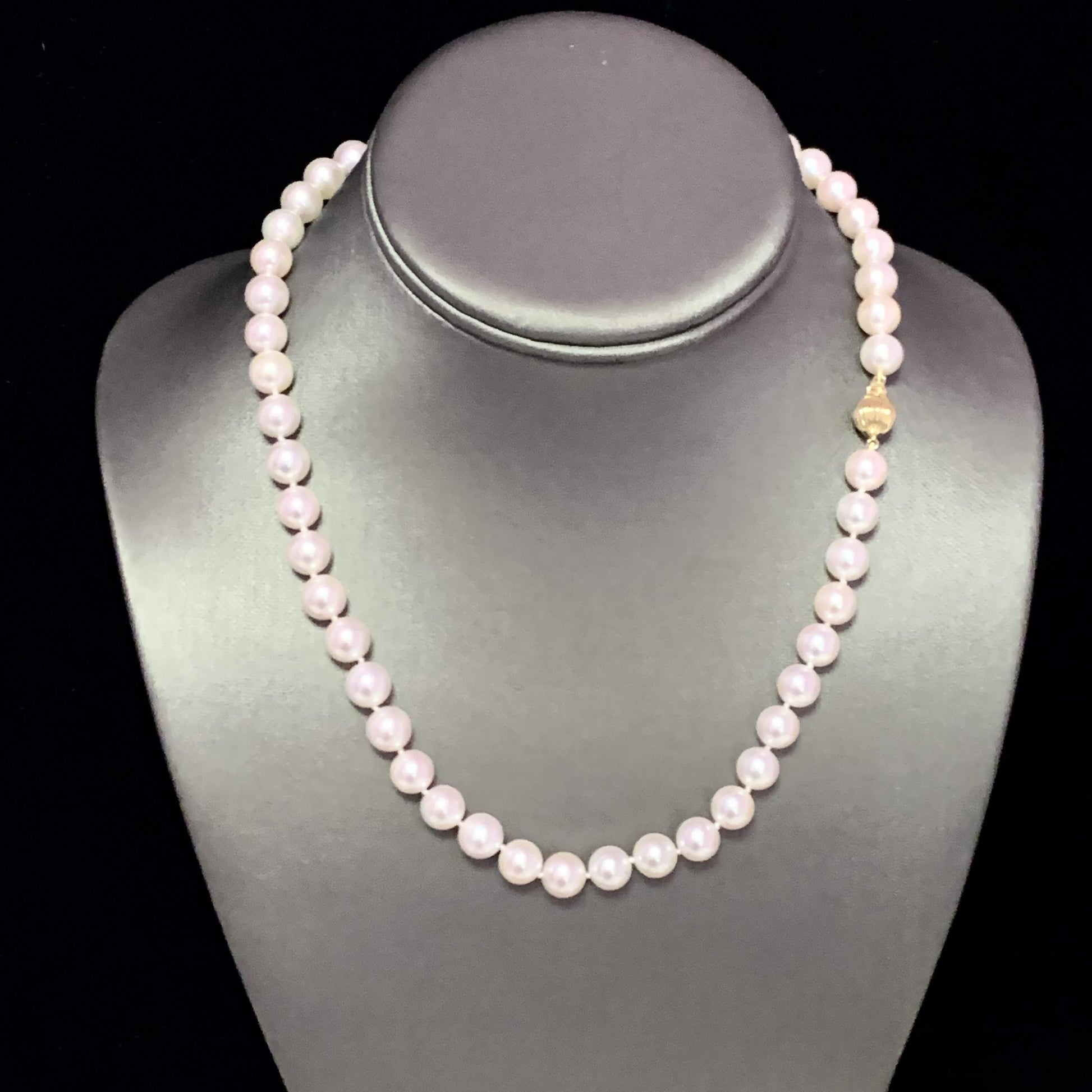 Akoya Pearl Necklace 14k Yellow Gold 17" 8.5 mm Certified $4,950 114453 - Certified Estate Jewelry