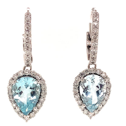 Natural Aquamarine Diamond Earrings 14k Gold 3.61 TCW Certified $5,950 118916