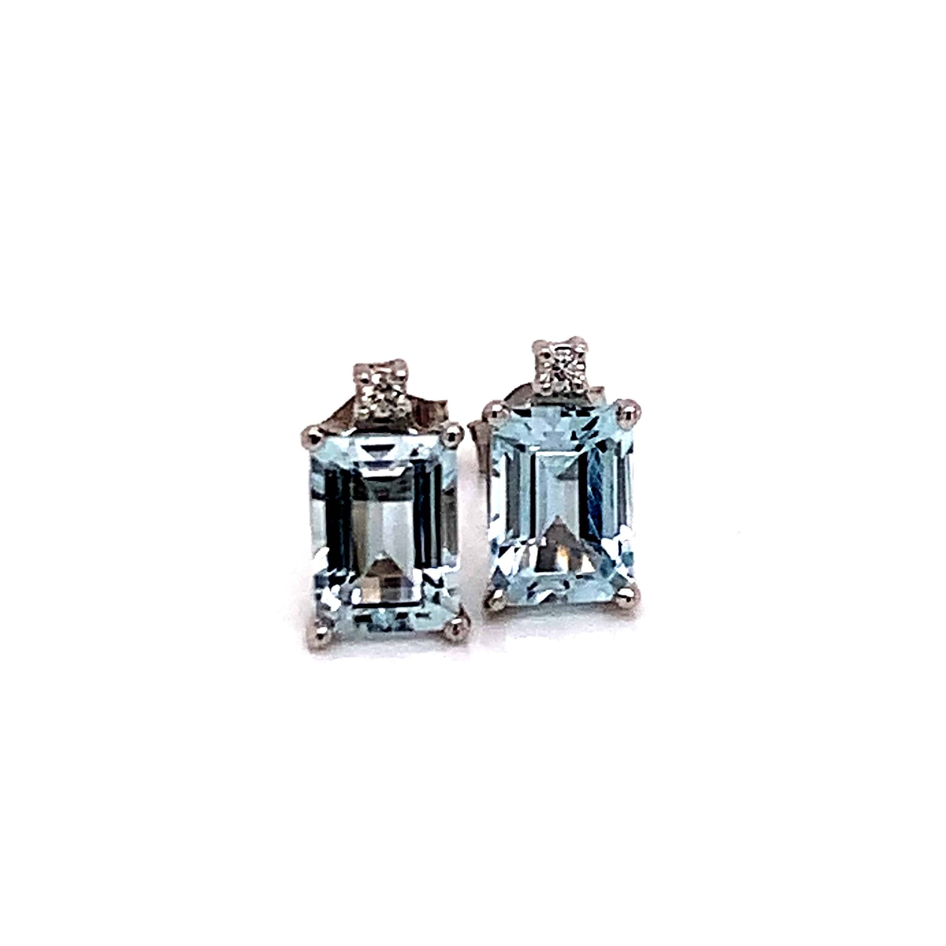 Natural Aquamarine Diamond Earrings 14k WG 1.84 TCW Certified $1,490 018716 - Certified Estate Jewelry