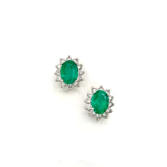 Natural Emerald Diamond Earrings 14k Gold 1.9 TCW Certified $4,950 211344