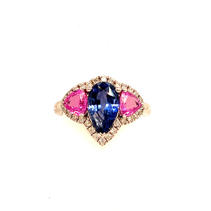 Natural Sapphire Diamond Ring Size 6.5 14k Gold 3.43 TCW Certified $7,950 215419 - Certified Estate Jewelry