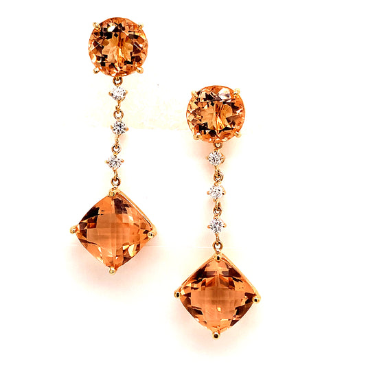 Natural Morganite Diamond Earrings 14k Gold 10.1 TCW Certified $5,950 111536 - Certified Estate Jewelry