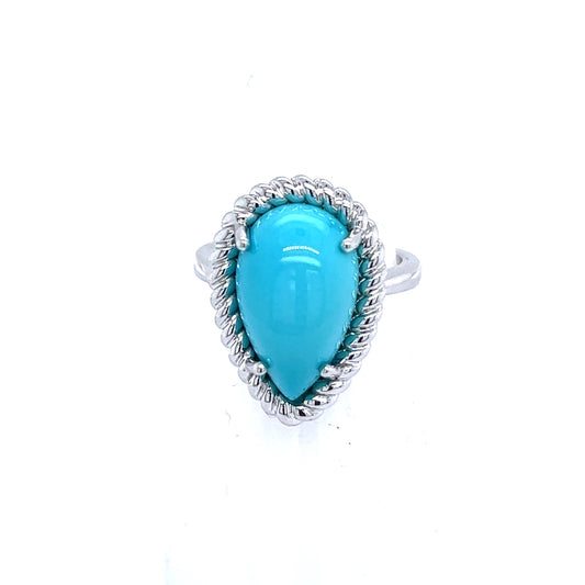 Natural Persian Turquoise Ring Size 6 14k White Gold 6.21 TCW Certified $4,250 221276