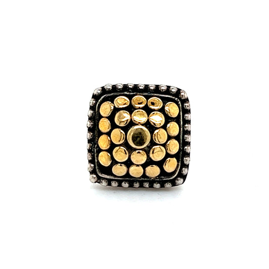 John Hardy Estate Single Earring With Plastic Disk Back 18k Y Gold + Silver JH30 - Certified Fine Jewelry