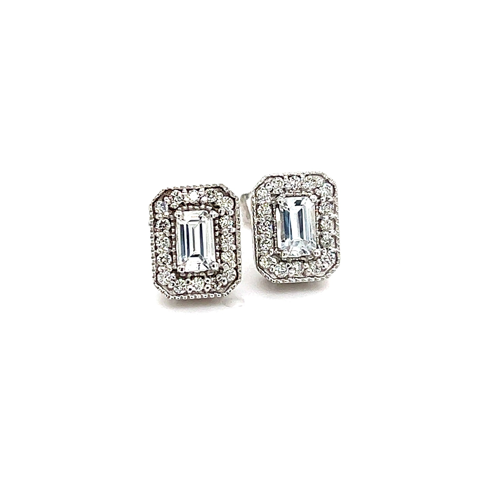 Natural Sapphire Diamond Stud Earrings 14k W Gold 0.96 TCW Certified $2950 121269
