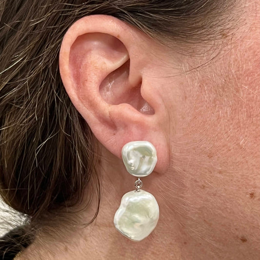 Fresh Water Pearl Dangle Earrings 14k White Gold Certified $799 018542 - Certified Fine Jewelry