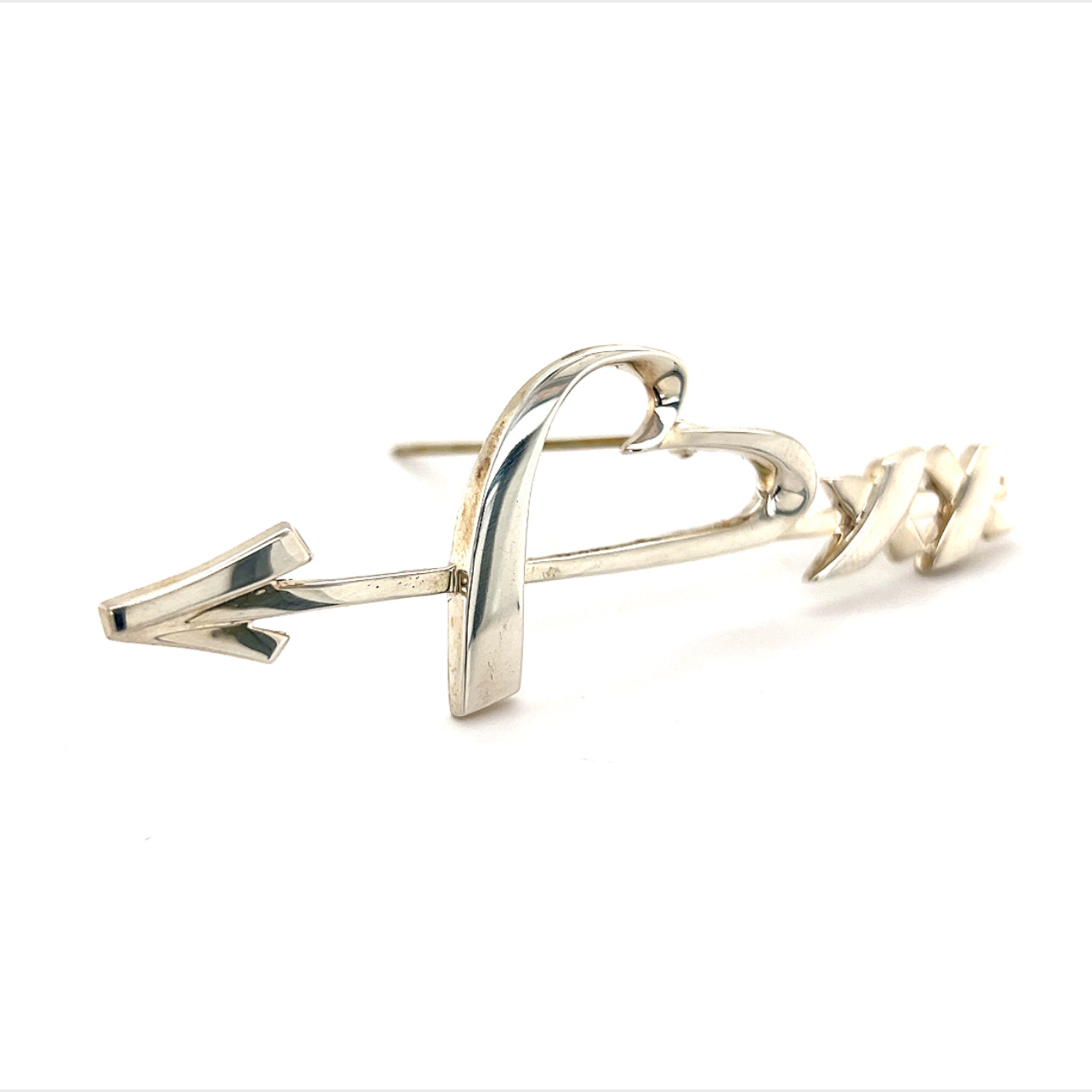 Tiffany & Co Estate Heart & Arrow Brooch Silver By Paloma Picasso TIF233 - Certified Estate Jewelry
