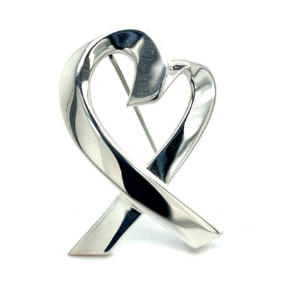 Tiffany & Co Estate Heart Brooch Pin Silver TIF357 - Certified Fine Jewelry