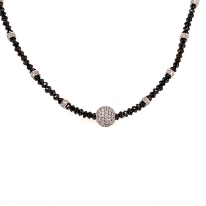 Diamond Black White Necklace 19 TCW 18k Gold 16 in Certified $5,950 920471 - Certified Estate Jewelry