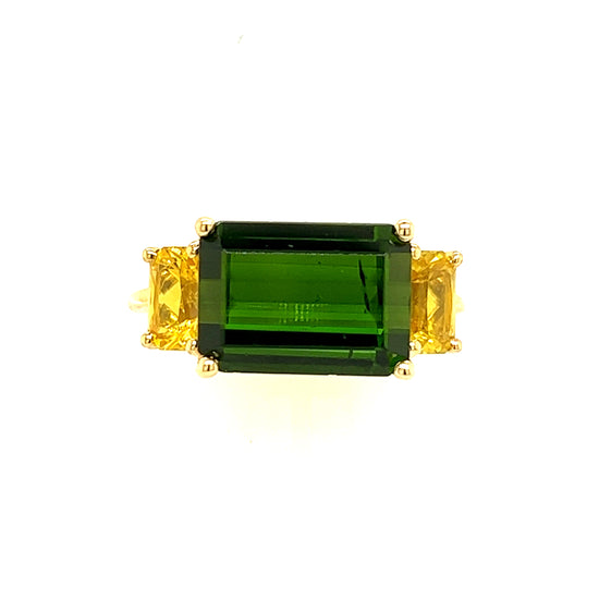Natural Tourmaline Diamond Ring Size 7 14k Y Gold 6.15 TCW Certified $5,975 219225