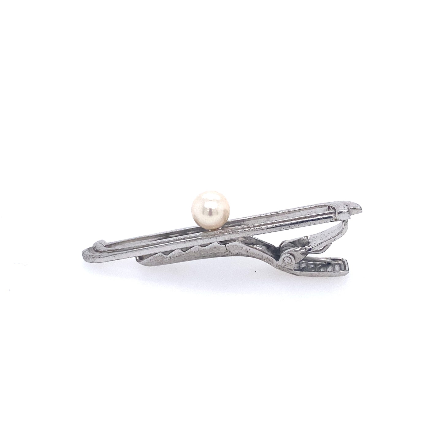 Mikimoto Estate Akoya Pearl Tie Bar Sterling Silver 6.73 mm 5.91 Grams M172 - Certified Fine Jewelry