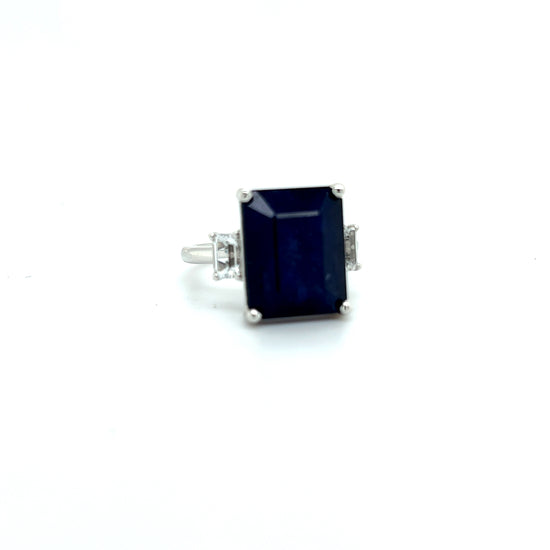 Natural Sapphire Diamond Ring Size 7 14k W Gold 12.36 TCW Certified $3,475 219222