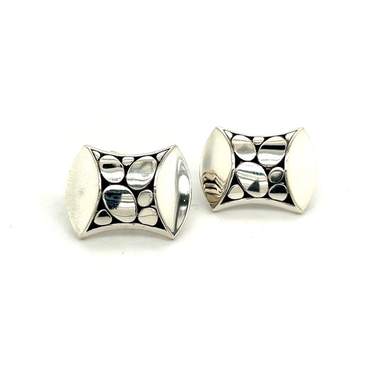 John Hardy Estate Mens Pebble Cufflinks Sterling Silver JH33 - Certified Fine Jewelry