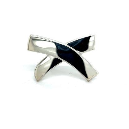 Tiffany & Co Estate Large X Brooch Pin Silver By Paloma Picasso TIF356 - Certified Fine Jewelry