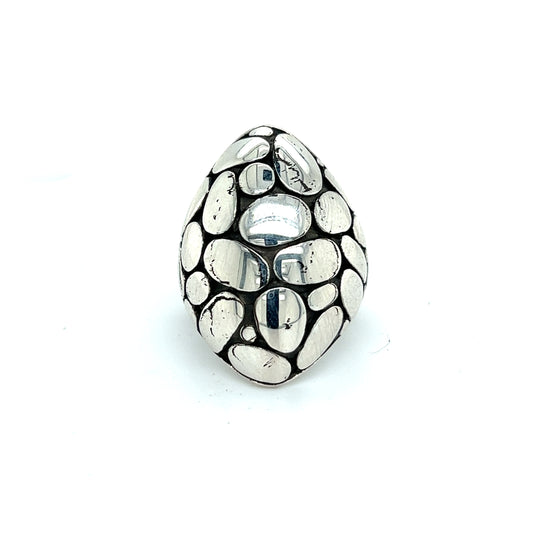 John Hardy Estate Ladies Kali Pebble Marquise Dome Ring Size 6 Sterling Silver JH10