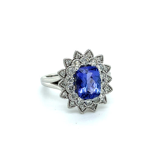 Natural Tanzanite Diamond Ring 6.5 14k W Gold 2.61 TCW Certified $4,950 217842