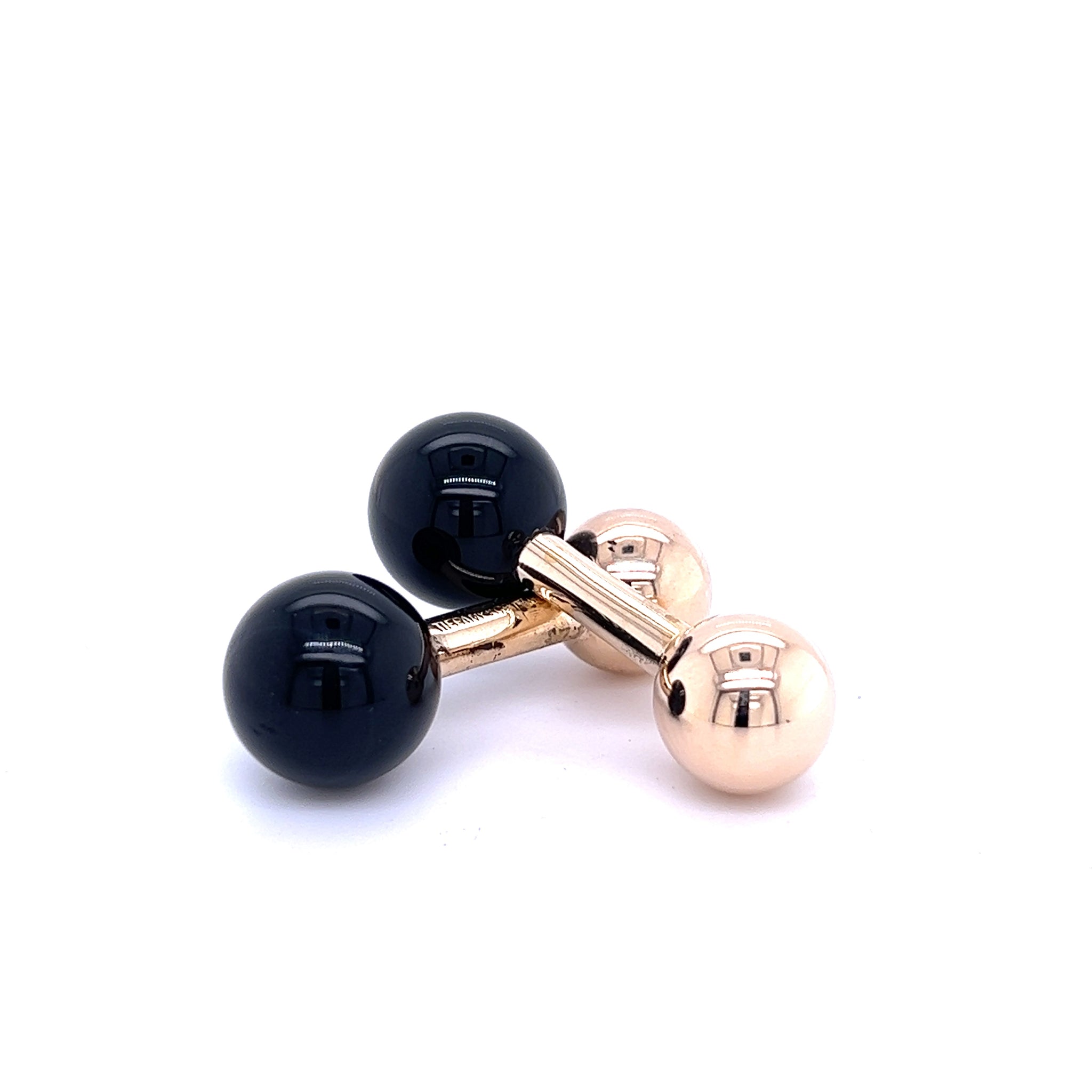 Tiffany & CO Estate Black Onyx Barbell Cufflinks 14k Y Gold TIF352