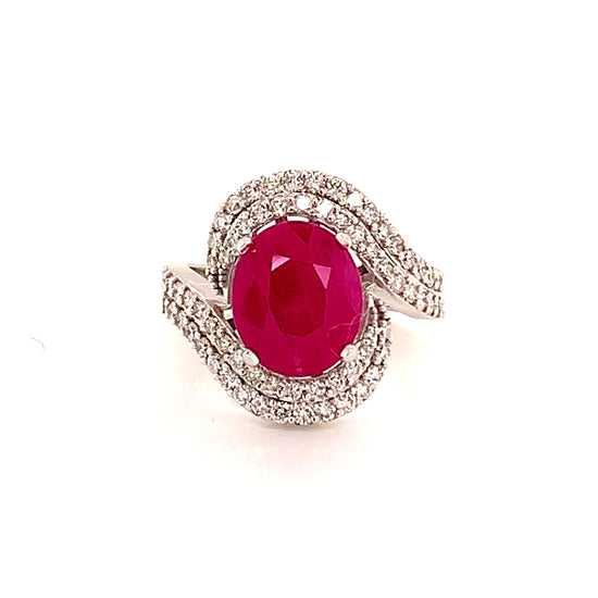 Natural Ruby Diamond Ring 14k Gold 6.32 TCW Size 6.5 GIA Certified $6,975 111872 - Certified Estate Jewelry