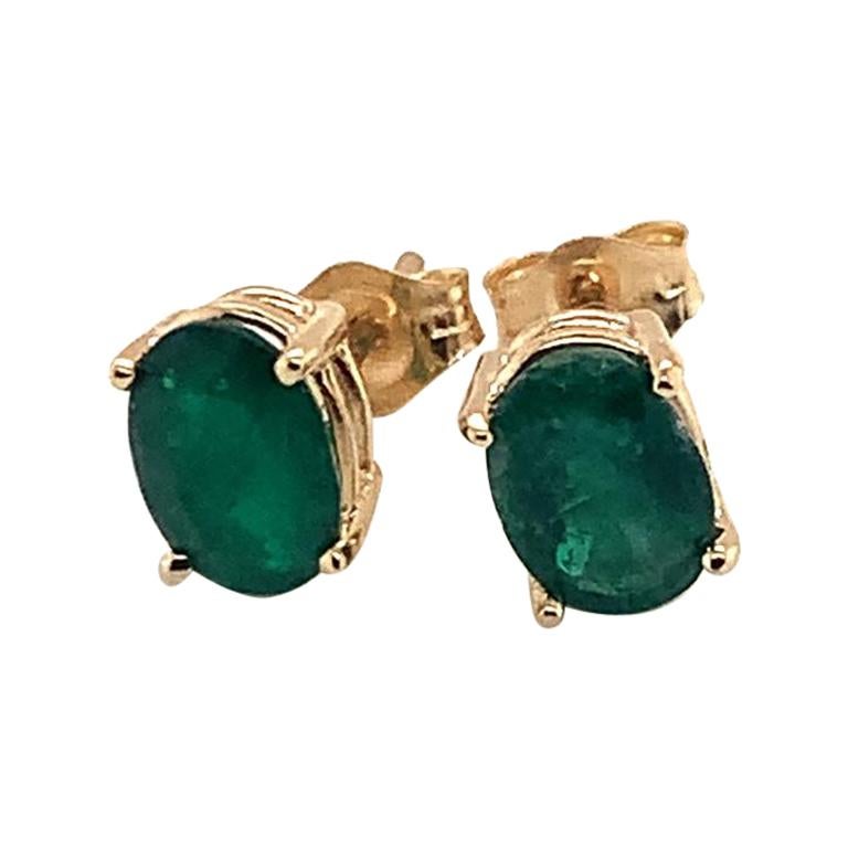 Natural Emerald Earrings 14k Yellow Gold 1.5 TCW Certified $1,895 017933 - Certified Estate Jewelry