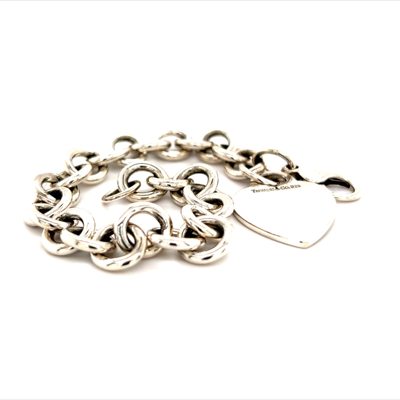 Tiffany & Co Estate Heart Charm Bracelet Sterling Silver 7.5" 35.5 Grams TIF256 - Certified Estate Jewelry