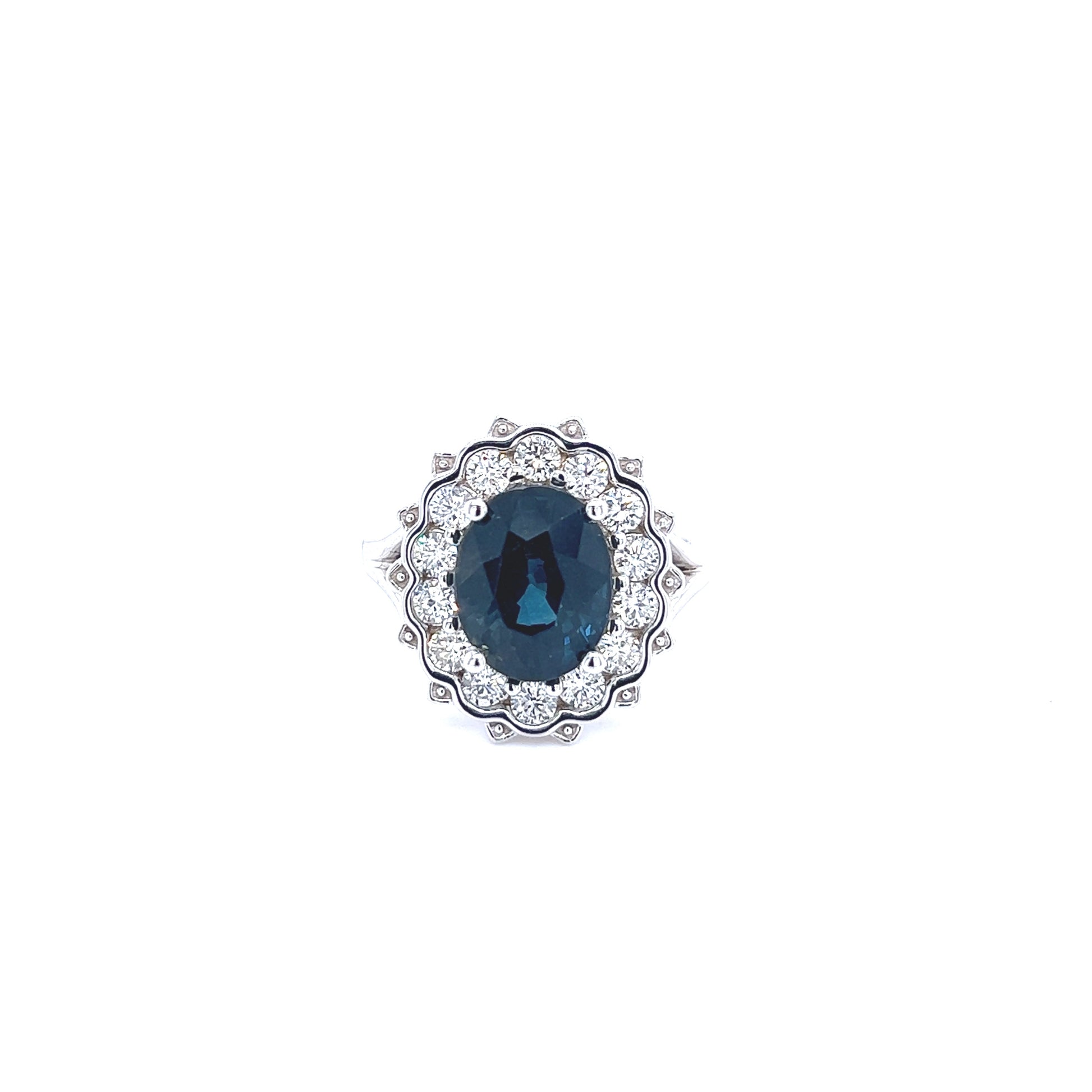 Natural Sapphire Diamond Ring Size 7 14k W Gold 5.81 TCW Certified $6,975 216685