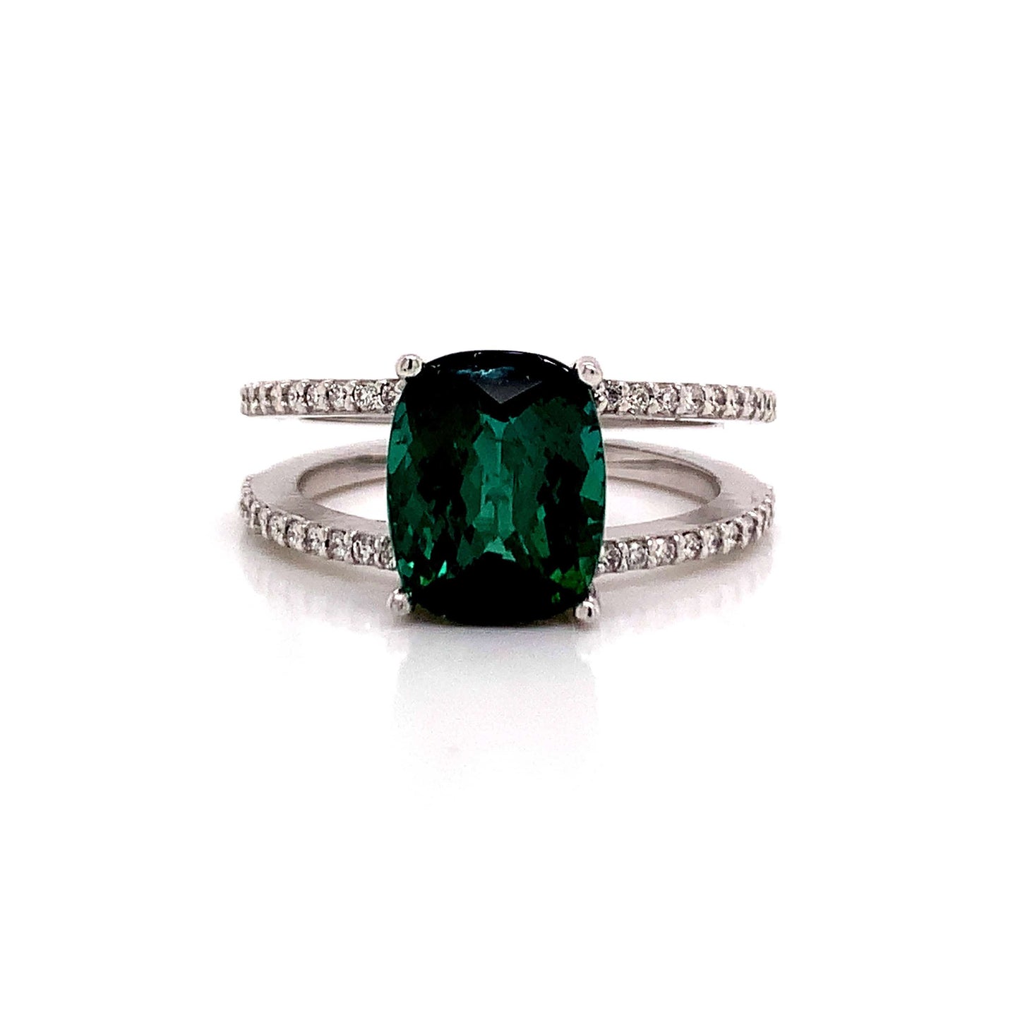 Natural Tourmaline Diamond Ring 14k WG 3.33 TCW Certified $4,950 111876 - Certified Estate Jewelry