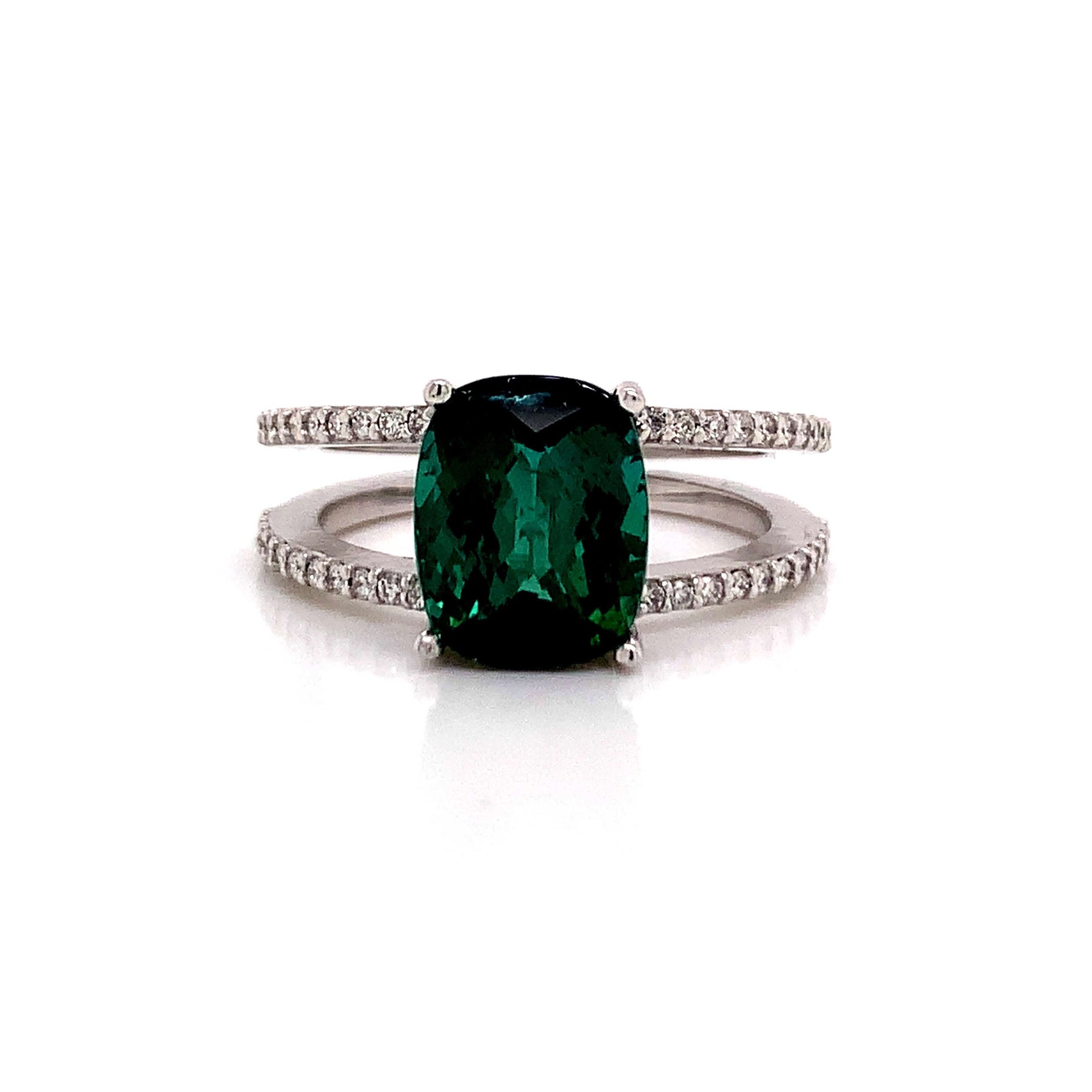 Natural Tourmaline Diamond Ring 14k WG 3.33 TCW Certified $4,950 111876 - Certified Estate Jewelry