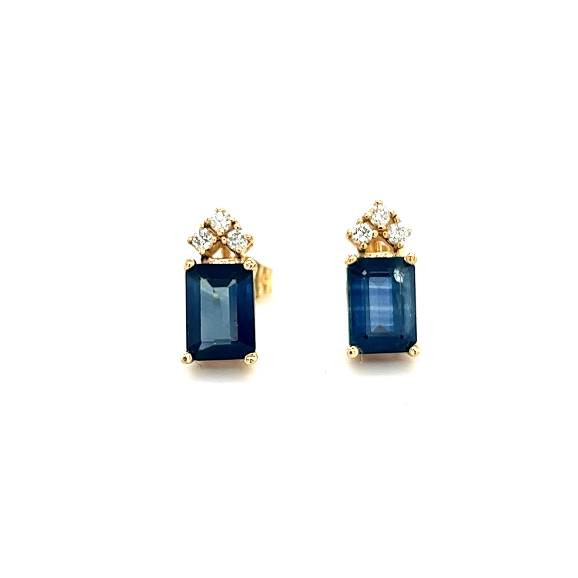 Natural Sapphire Diamond Earrings 14k Gold 2.14 TCW Certified $2,950 121247 - Certified Estate Jewelry