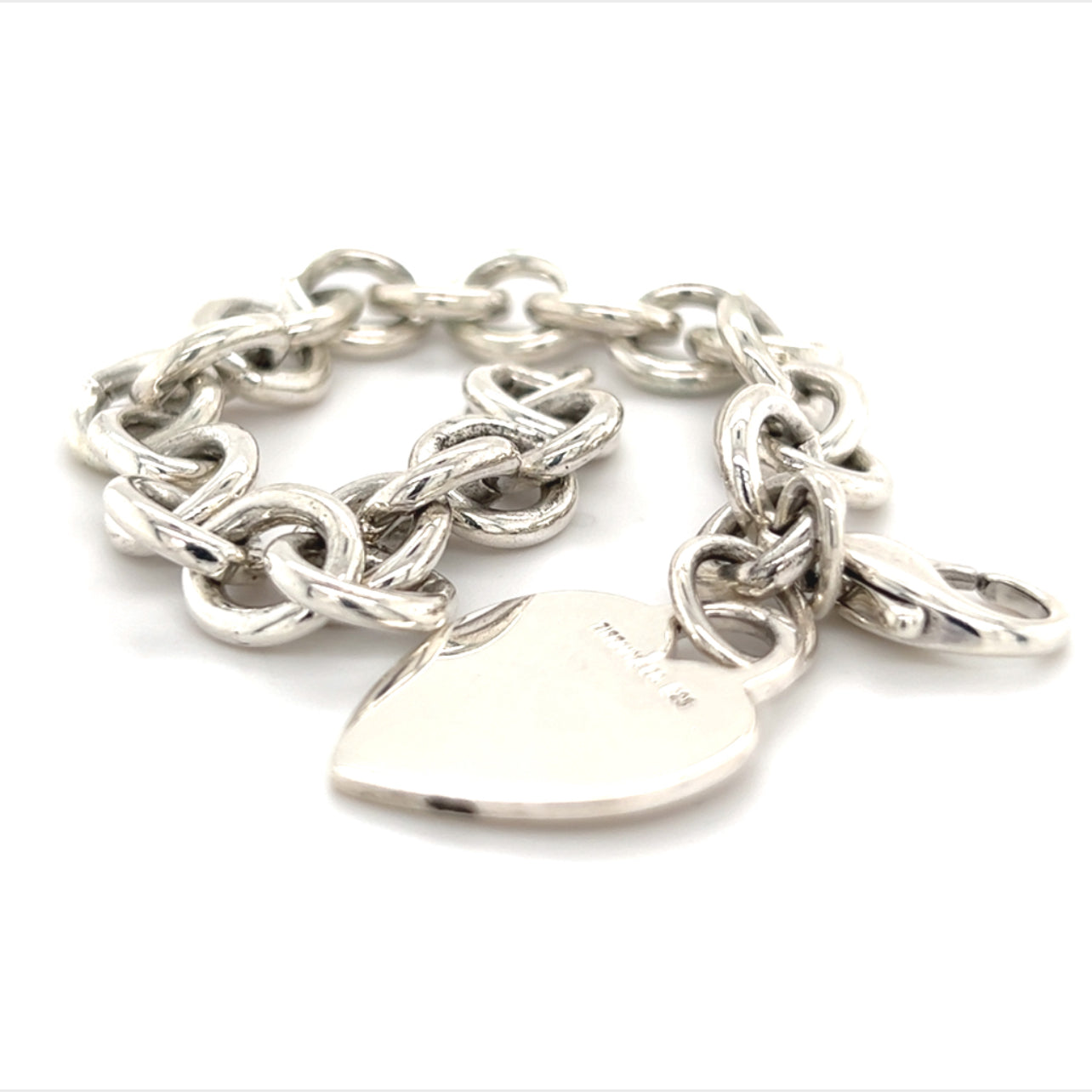 Tiffany & Co Estate Heart Charm Bracelet Sterling Silver 7.5" 36 Grams TIF254