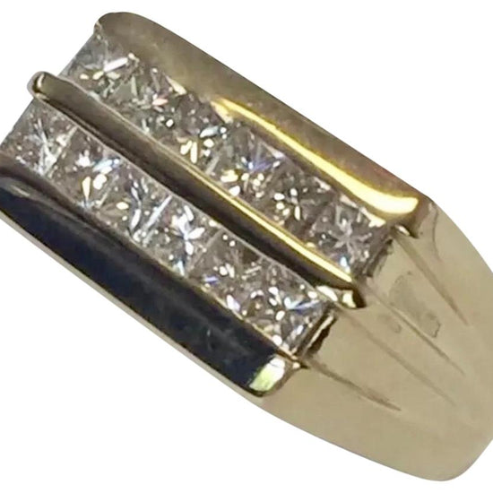 Diamond Ring 14k Gold 2 CTS Princess Cut Unisex Certified $4,200 606238 - Certified Estate Jewelry