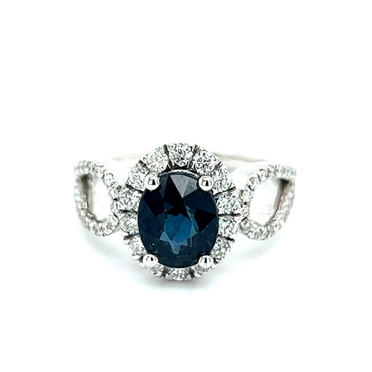 Natural Sapphire Diamond Ring Size 6.25 14k W Gold 2.93 TCW Certified $5,950 216682