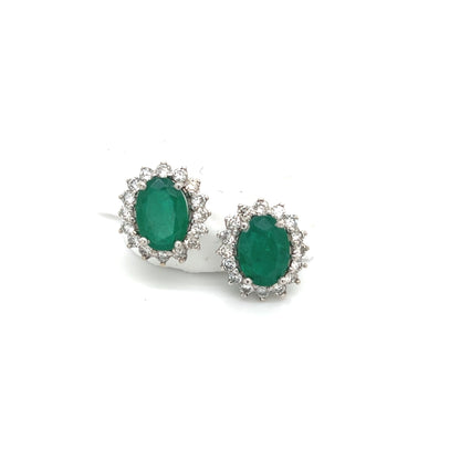 Natural Emerald Diamond Earrings 14k Gold 2.87 TCW Certified $6,950 211888 - Certified Fine Jewelry