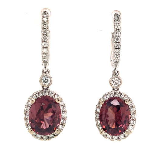 Natural Tourmaline Rubellite Diamond Earrings 18k Gold 6.62 TCW Certified $6,950 017705 - Certified Fine Jewelry