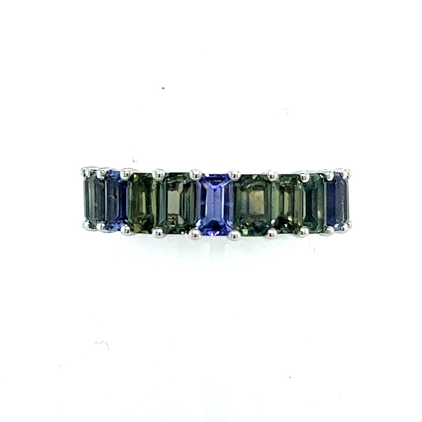 Natural Multicolored Sapphire Ring Size 6.5 14k W Gold 5.76 TCW Certified $3,950 217063