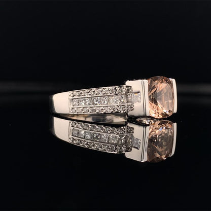Diamond Morganite Ring 2.76 TCW 18k Gold Women Certified $3,950 910799 - Certified Estate Jewelry