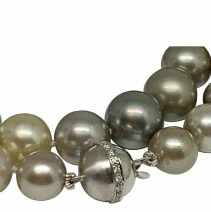 Diamond South Sea Pearl Necklace 14k Gold 11.46 mm 16.25" Certified $12,500 813013 - Certified Estate Jewelry
