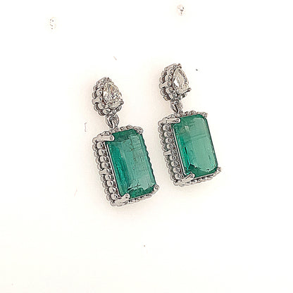 Natural Emerald Diamond Earrings 14k Gold 6.59 TCW Certified $7,950 118926