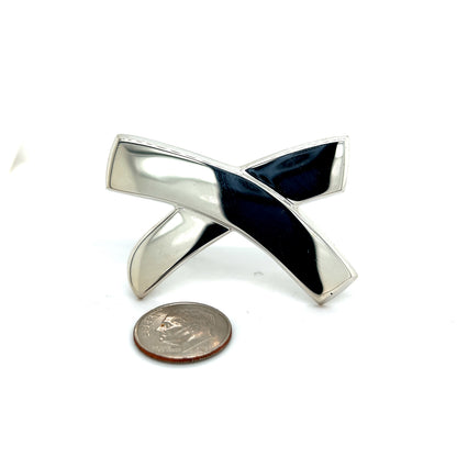 Tiffany & Co Estate Large X Brooch Pin Silver By Paloma Picasso TIF356 - Certified Fine Jewelry