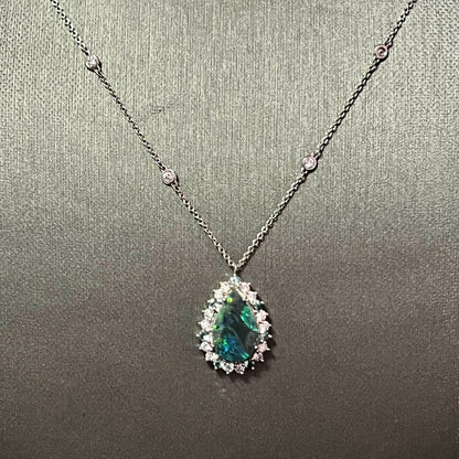Natural Opal Diamond Pendant w/ 18" Gold Chain 3.25 TCW GIA Certified $8,950 211197