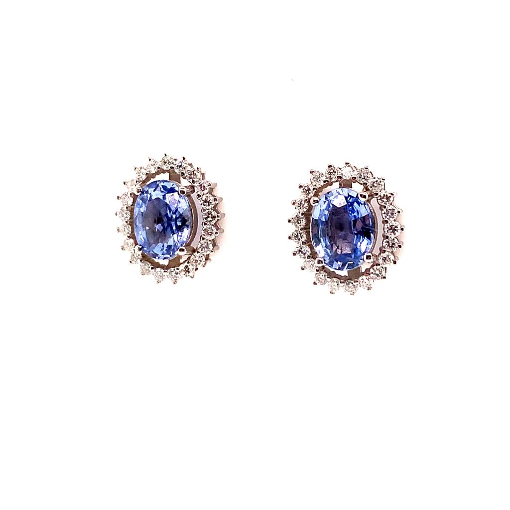 Diamond Sapphire Earrings 14k Gold 3.24 TCW Certified $5,950 018655 - Certified Estate Jewelry